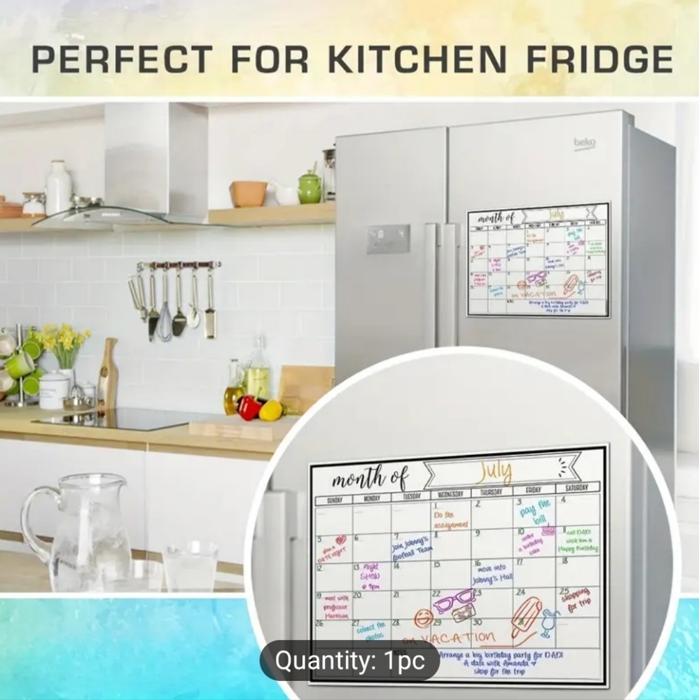 NEW in box 1 piece Dry Erase Magnetic Fridge Calendar - Picture 2 of 4